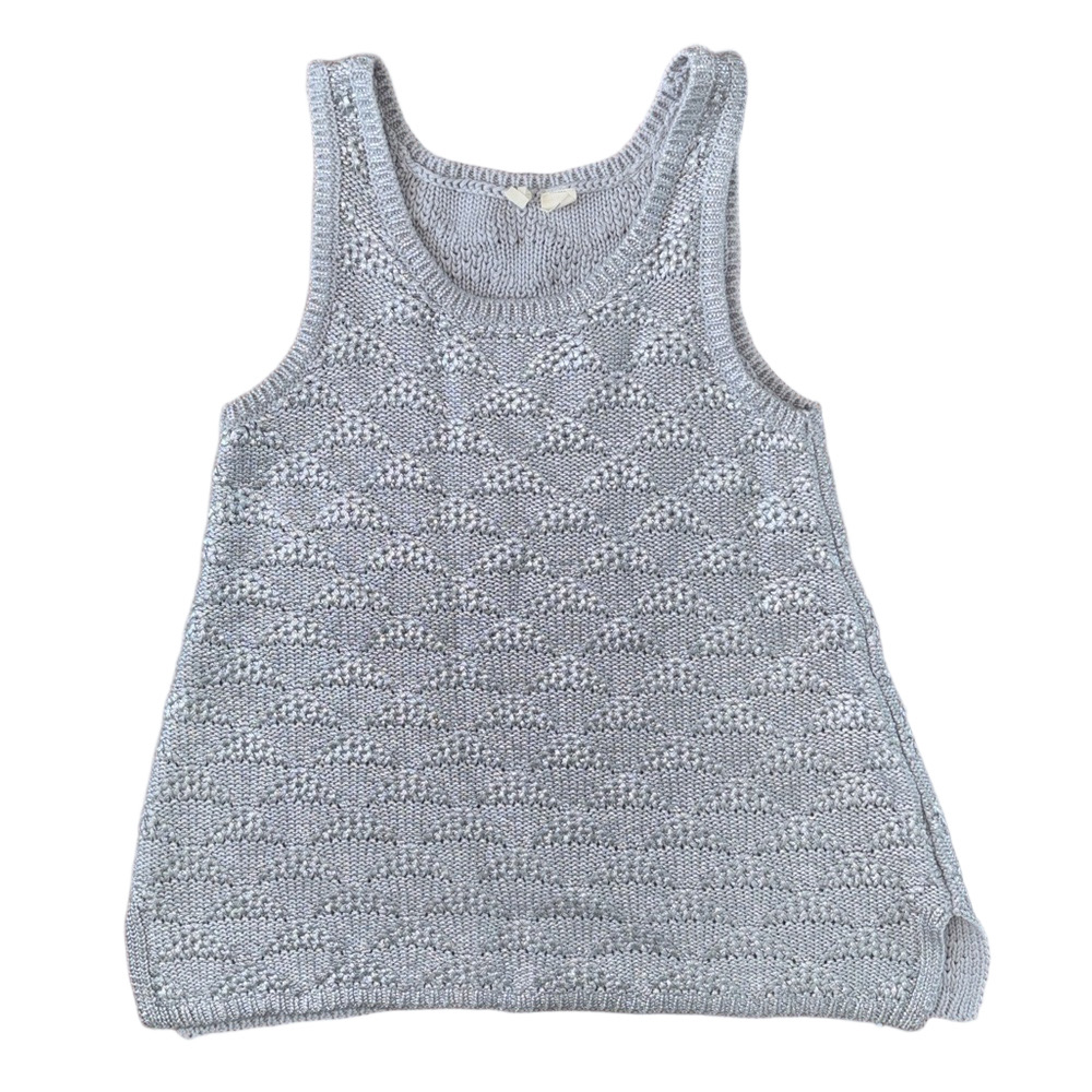 Moth Anthropologie Gray Knit Top Metallic Tank Top Size Small Oversized
